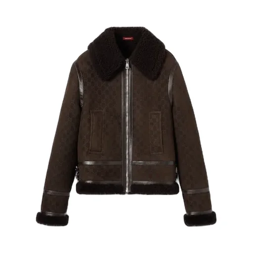 Printed Suede Shearling Jacket