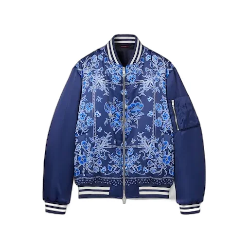 Printed Satin Zip Jacket