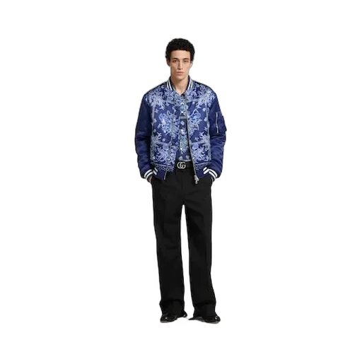 Printed Satin Zip Jacket