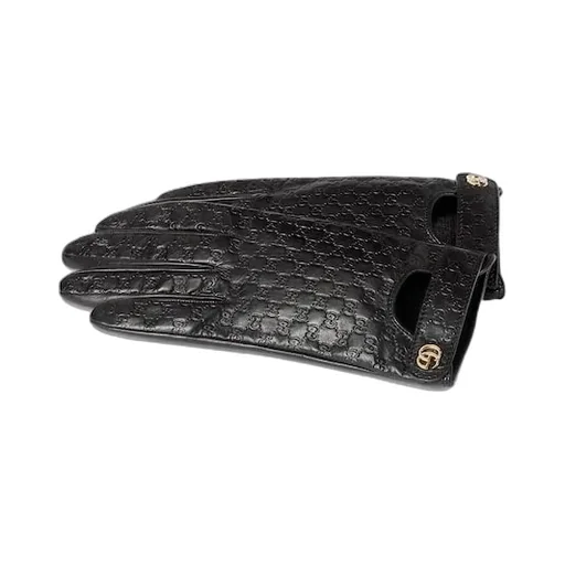 Gg Leather Gloves With Double G