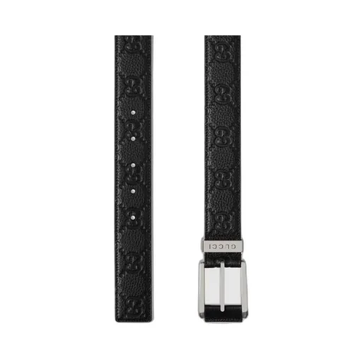 Embossed Gg Belt With Squared Buckle