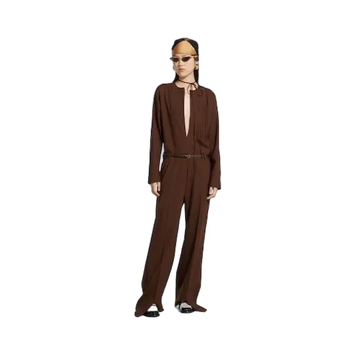 Light Wool Jumpsuit With Horsebit Belt