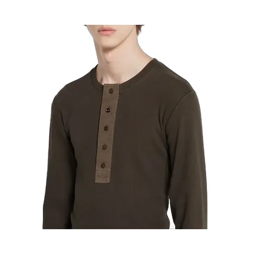 Rib Cotton T-Shirt With Embroidery