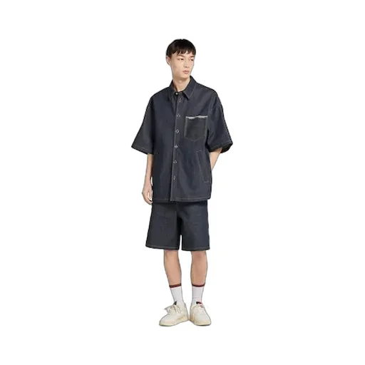 Cotton Selvedge Denim Shorts With Logo