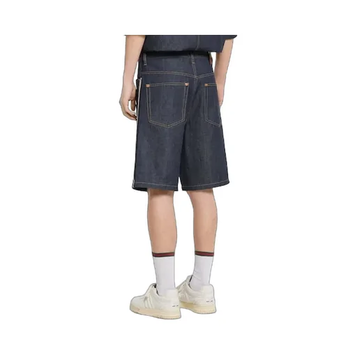 Cotton Selvedge Denim Shorts With Logo