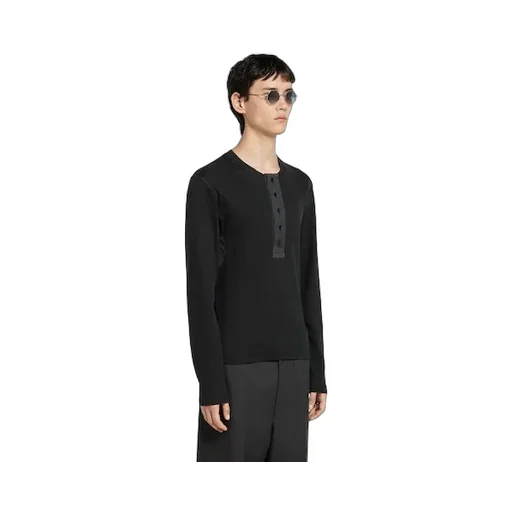 Rib Cotton T-Shirt With Embroidery