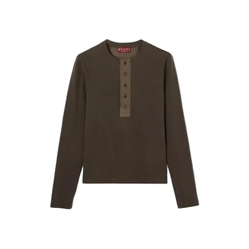 Rib Cotton T-Shirt With Embroidery