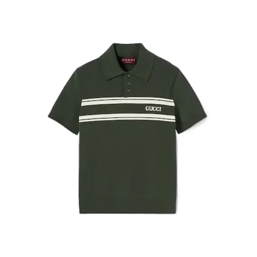Silk Cotton Polo Shirt With Intarsia