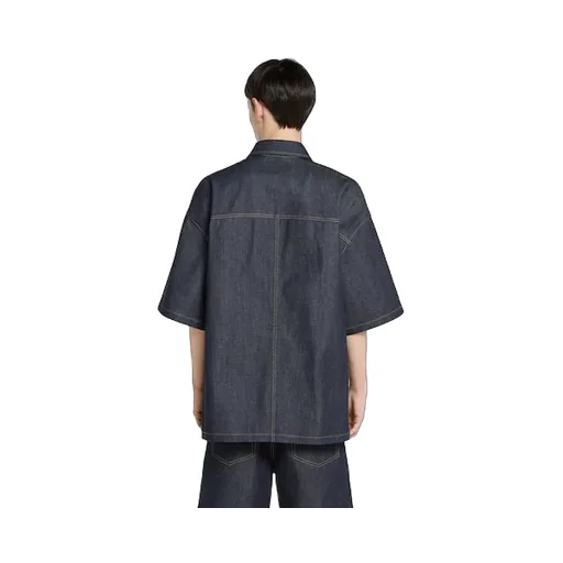 Cotton Selvedge Denim Shirt With Logo