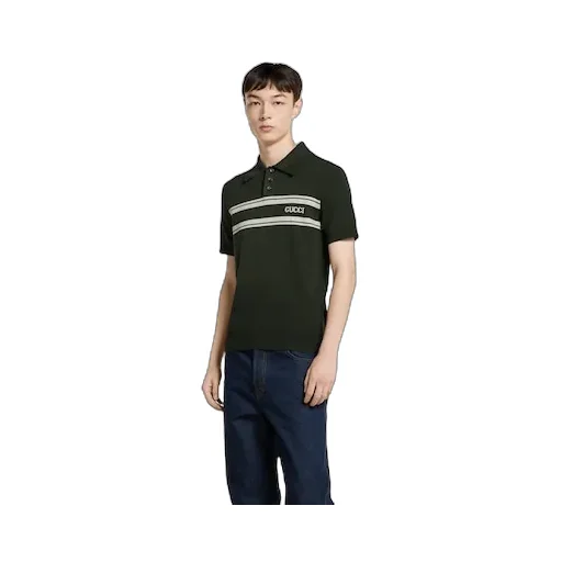 Silk Cotton Polo Shirt With Intarsia