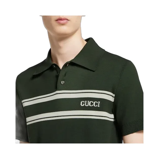 Silk Cotton Polo Shirt With Intarsia