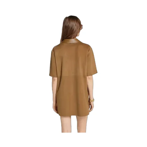Suede V-Neck Dress With Horsebit