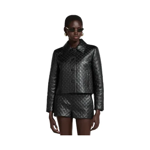 Embossed Gg Leather Jacket