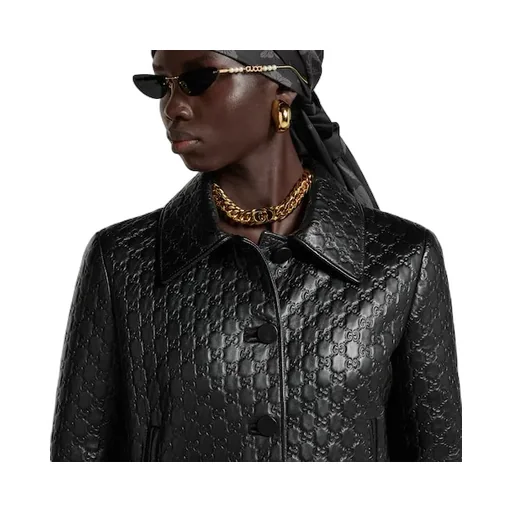Embossed Gg Leather Jacket