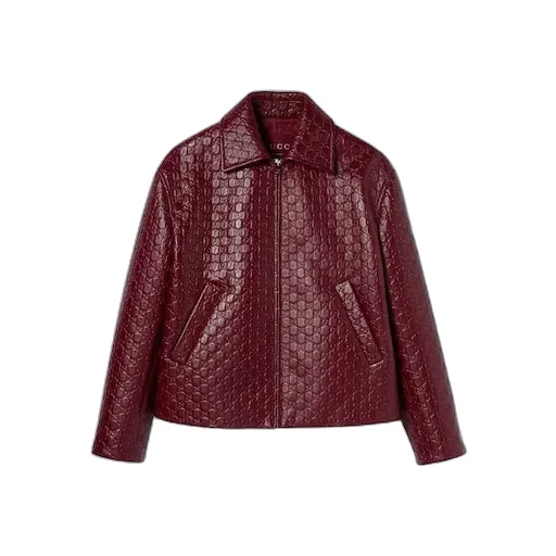 Oversize Embossed Gg Leather Jacket