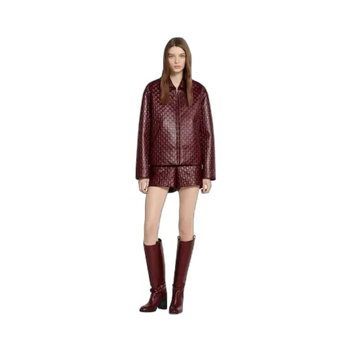Oversize Embossed Gg Leather Jacket