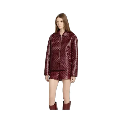 Oversize Embossed Gg Leather Jacket