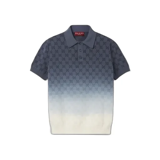 Gg Cotton Knit Jacquard Polo Shirt