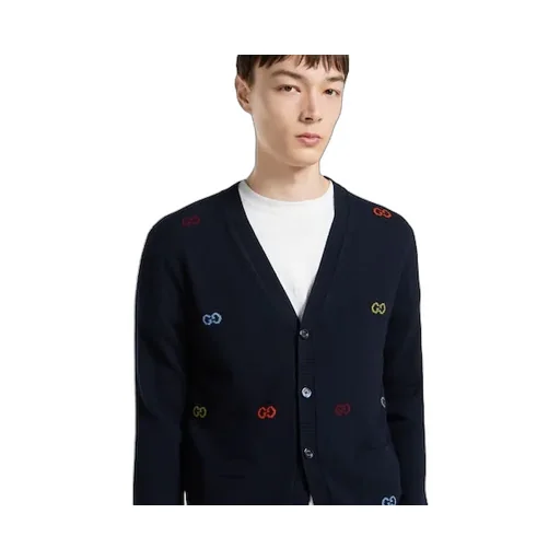 Fine Cashmere Cardigan With Intarsia