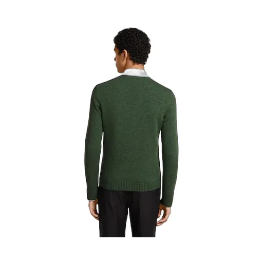 Felted Wool Knit Sweater With Intarsia
