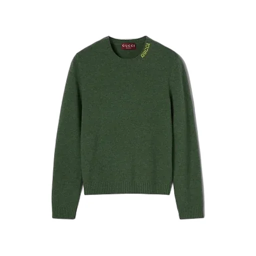 Felted Wool Knit Sweater With Intarsia