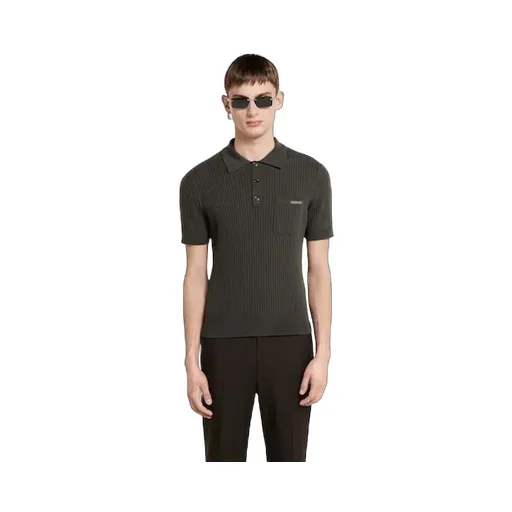 Wool Cashmere Rib Knit Polo Shirt