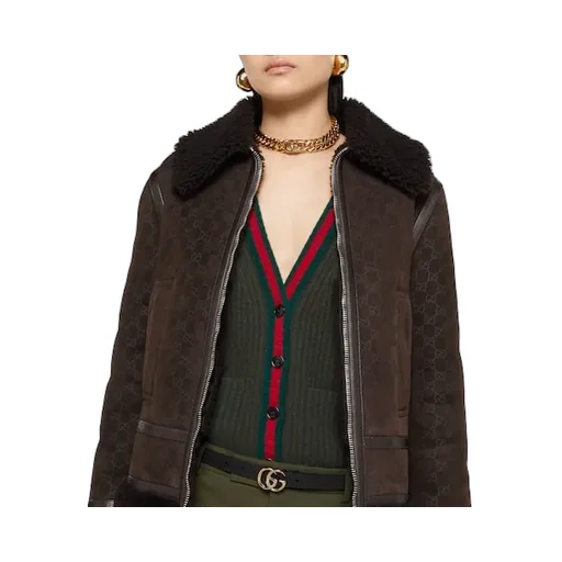 Rib Felted Wool Cardigan Vest With Web