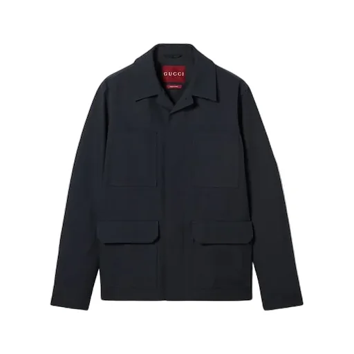 Wool Blend Twill Jacket With Embroidery