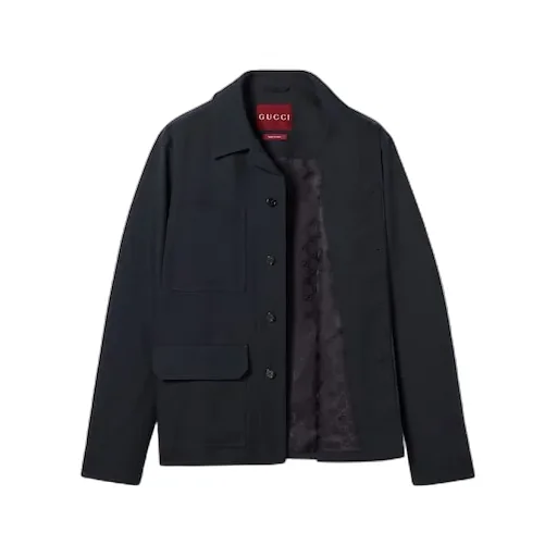 Wool Blend Twill Jacket With Embroidery