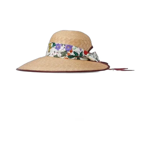 Straw Wide Brim Hat With Silk Bow