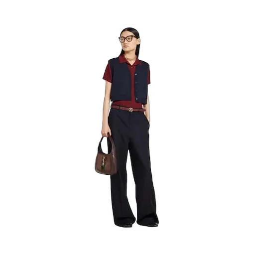 Wool Silk Polo Top With Vest Overlay