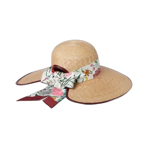 Straw Wide Brim Hat With Silk Bow