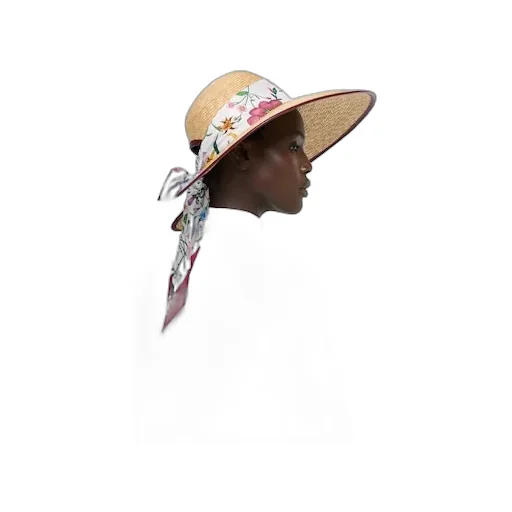 Straw Wide Brim Hat With Silk Bow