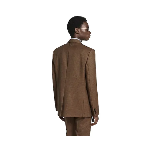 Double-Breast Houndstooth Wool Jacket