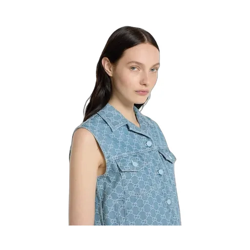 Gg Denim Jacquard Gilet