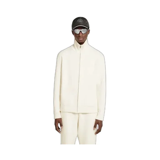 Wool Cashmere Piquet Knit Zip Jacket