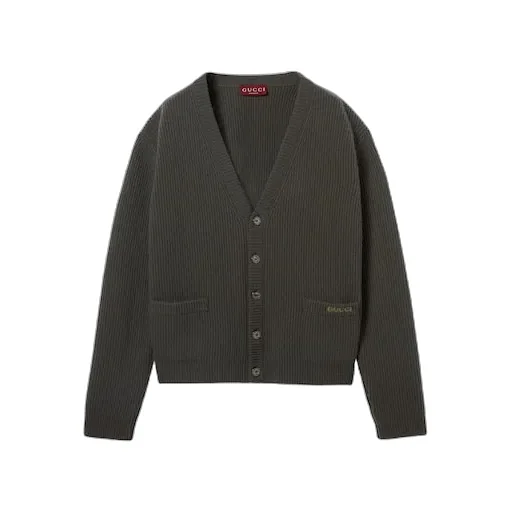 Wool Cashmere Rib Knit Cardigan