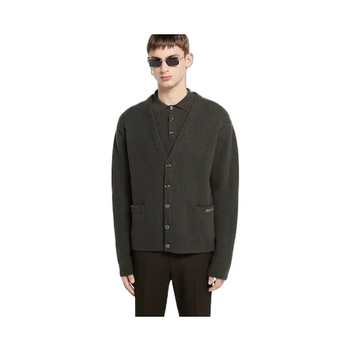 Wool Cashmere Rib Knit Cardigan