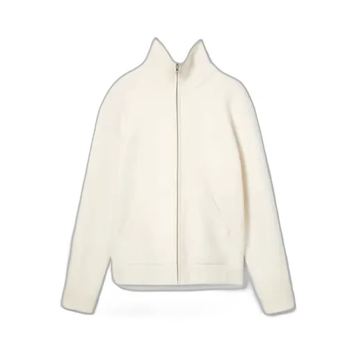 Wool Cashmere Piquet Knit Zip Jacket