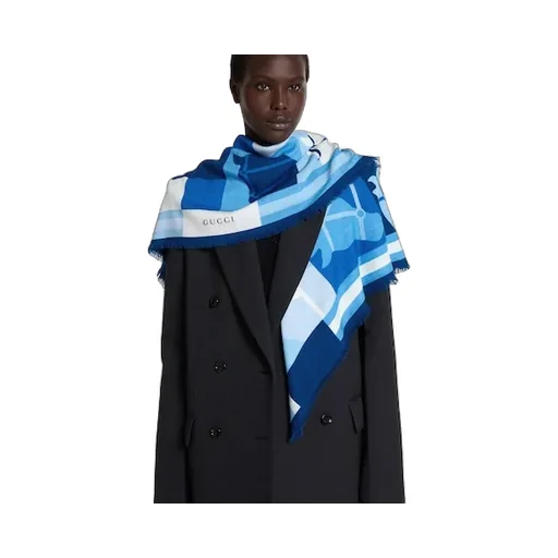 Wool Shawl With Equestrian Motif