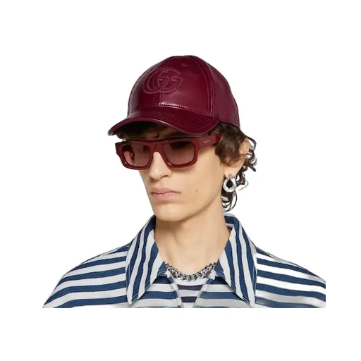Leather Baseball Hat With Double G