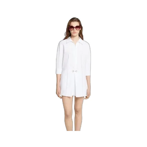 Cotton Poplin Shirt Dress With Horsebit