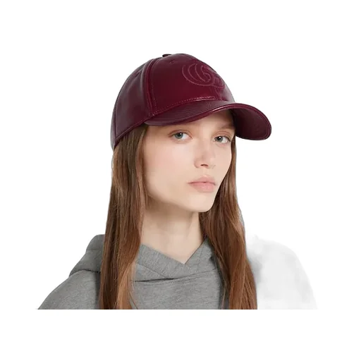 Leather Baseball Hat With Double G