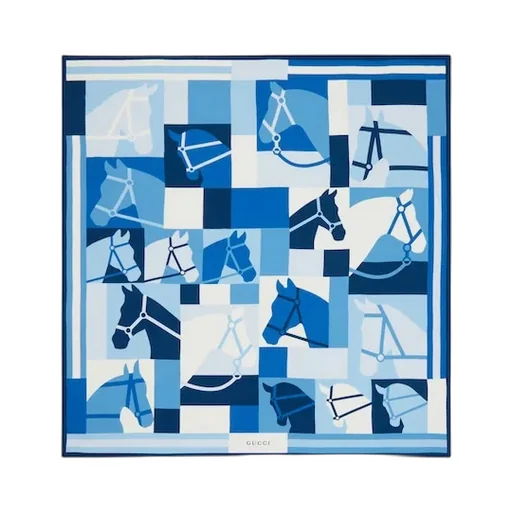 Wool Shawl With Equestrian Motif