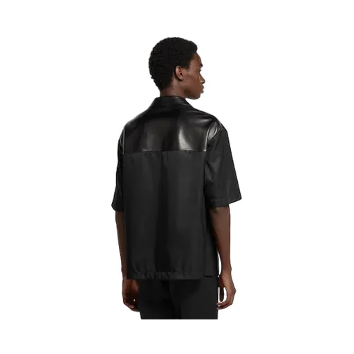 Soft Leather With Nylon Polo Shirt