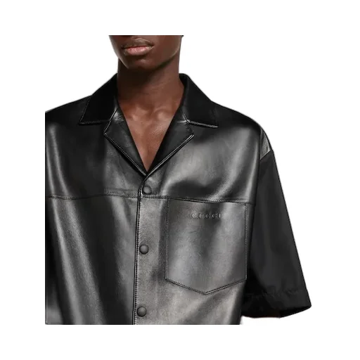 Soft Leather With Nylon Polo Shirt