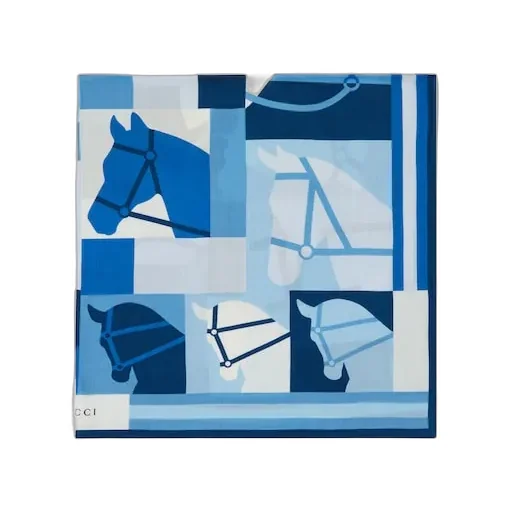 Wool Shawl With Equestrian Motif