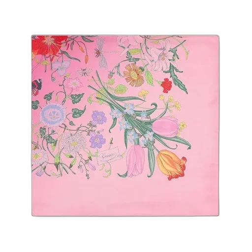 Printed Flora Silk Twill Carré