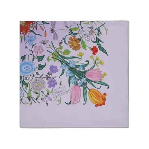 Printed Flora Silk Twill Carré