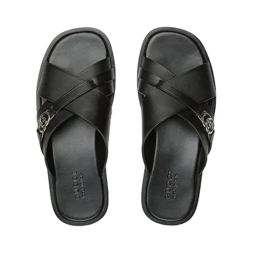 Slide Sandal With Interlocking G